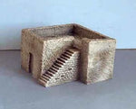 Square two storey house outside stairs to roof. (H33)