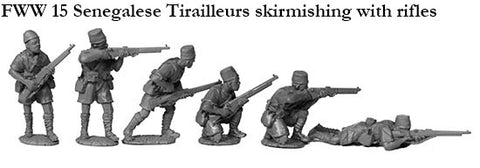 FWW 15 Senegalese Tirailleurs with rifles skirmishing
