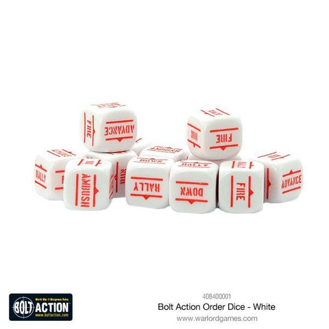 White order dice for Bolt Action